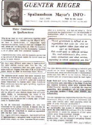 Water controversy Spalluncheen 1993 Mayor report